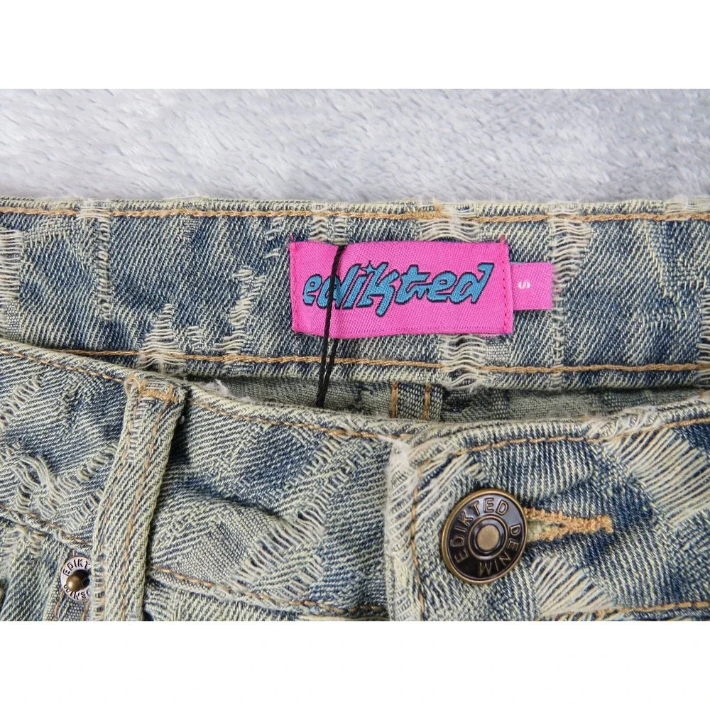 New Jeans‎ Women Small Blue Washed Acid Wash Distressed Wide Leg